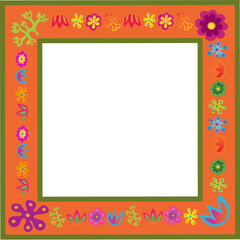 orange vector flowers frame