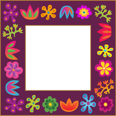 violet vector flowers frame