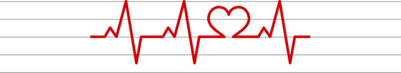 heart shape electrocardiogram vector on stave background