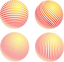 striped colorful ball icon set isolated on white background
