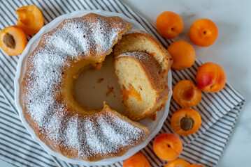 sweet home made apricot sponge cake
