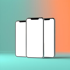 smartphone handphone phone with transparent screen cutout on bright background, PNG file. Mockup template for artwork design. Copy text space. 3D rendering