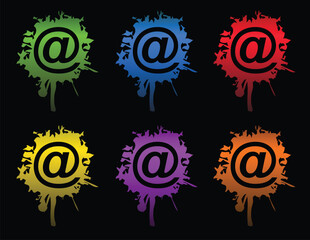 Ink Email splatters sign isolated on white.