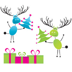 Christmas reindeer with gifts for you .Vector illustration