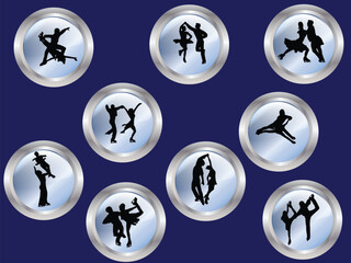 collection of couples ice skating - vector