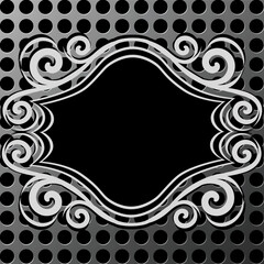 vector illustration of an  ornament frame on metal texture made with circles