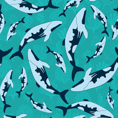 Dolphins seamless pattern.