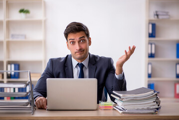 Young male employee working in the office