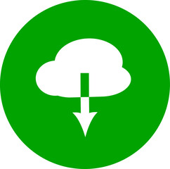Download in cloud storage vector icon. Cloud with arrow symbol. Replaceable vector design.