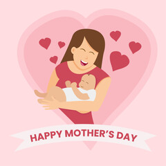 happy Mother's Day Illustration, mother and baby vector illustration