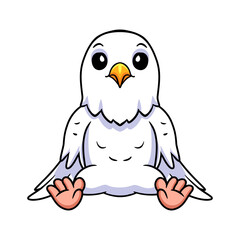 Cute white love bird cartoon sitting