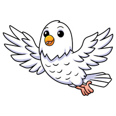 Cute white love bird cartoon flying