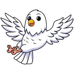 Cute white love bird cartoon flying