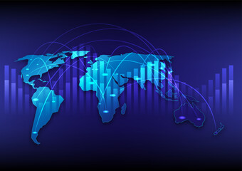 Business and technology globalization. World map Illustration background