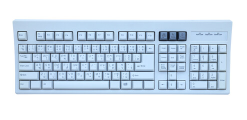 Computer keyboard on transparent background.