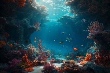 Naklejka na ściany i meble Beautiful Underwater Ocean Scene Image. Generative AI