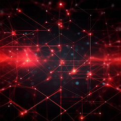 Fototapeta premium Technology network red background.