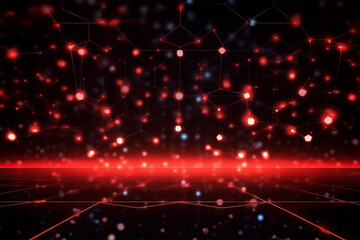 Technology network red background.