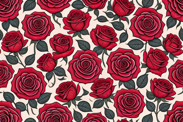 rose seamless pattern created with Generative AI