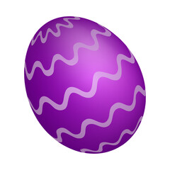 Festive holiday Easter egg. Realistic mother of pearl shiny egg decorated with pink purple ornament. Realistic 3d vector isolated on white background