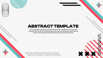 Obraz premium Minimal Red and Blue Lines with Abstract Decorations Template Illustration