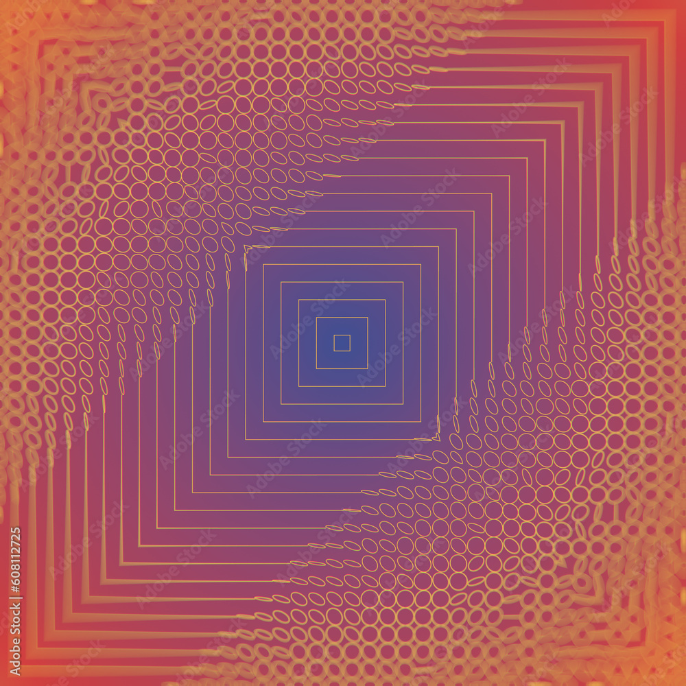 Poster flat geometric shapes creates a fascinating pattern. 3d rendering illustration