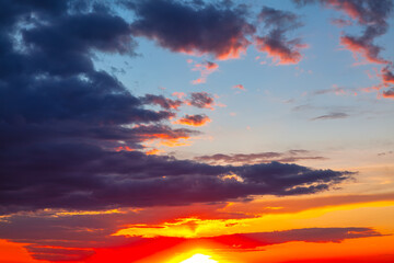 Dusk evening or morning . Spectacular colorful sky with twilight