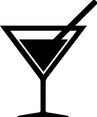Cocktail vector icon EPS 10. Drink with straw simple isolated symbol.
