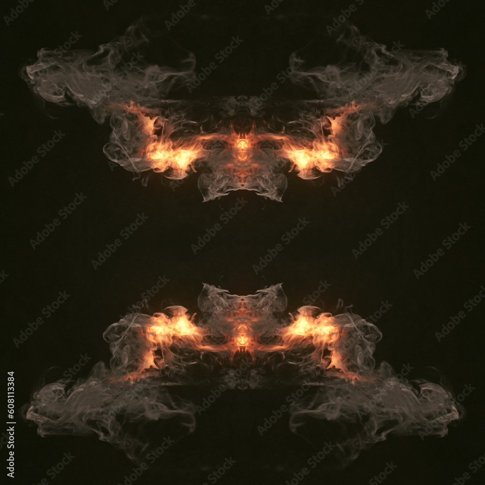 Poster a magical spinning whirlwind of fire. modern background. 3d rendering digital illustration