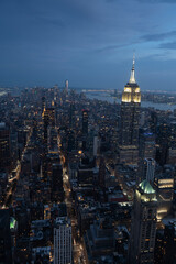 Fototapeta na wymiar Nighttime New York City Manhattan Aerial View