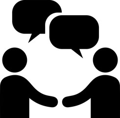 Businessman meeting with bubble and handshake. Simple isolated vector icon eps 10. Business agreement symbol sign.