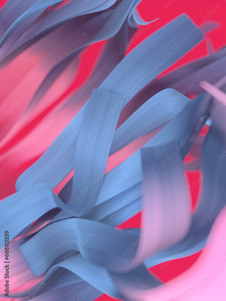 Aufkleber Smooth wavy stripes of colorful fabric in the wind. Abstract digital illustration. 3d rendering creative background