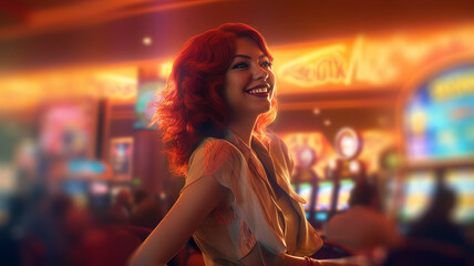 Fototapeta premium plays casino slots. Generative AI
