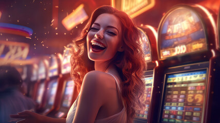 plays casino slots. Generative AI - 608113594