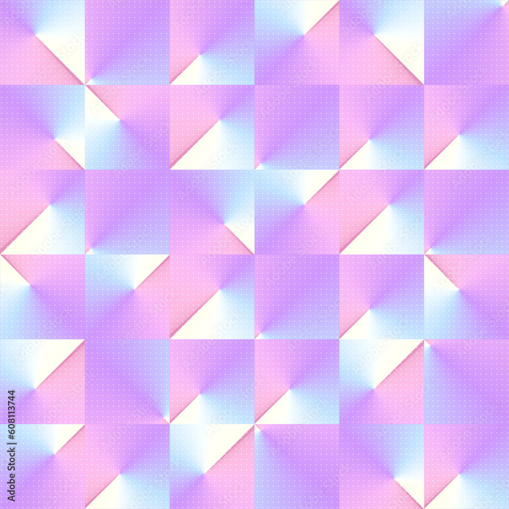 Poster Geometric background of rectangular shapes with trendy neon color gradient. 3d rendering digital illustration