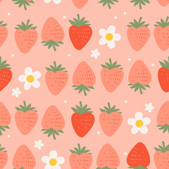 Groovy hippie 70s seamless pattern with strawberries. Funny cartoon elements etc. Vector cards in trendy retro psychedelic cartoon style. Vector backgrounds. Stay groovy. Good vibes.