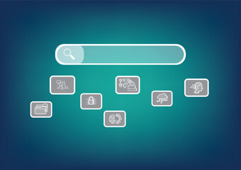 search with Ai assistant, Business icon Search On Virtual Screen Data Search Technology Search Engine Optimization. Man use computer to Searching for information. Using web Console for data, SEO.