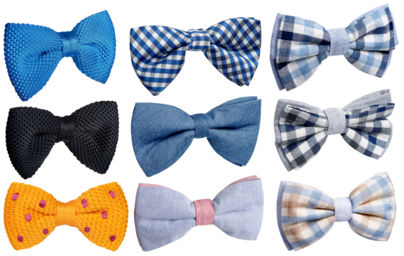 bow tie set isolated on transparent background
