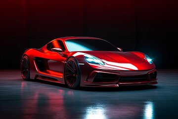Obraz na płótnie Canvas Revolutionary Concept: A Futuristic Red Sports Car That Takes Speed to the Next Level, Generative AI.