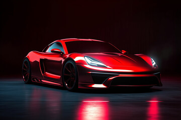 Plakat Revolutionary Concept: A Futuristic Red Sports Car That Takes Speed to the Next Level, Generative AI.