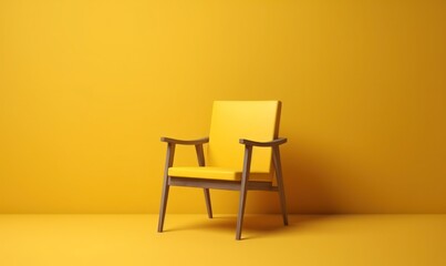 Obraz premium Single Armchair isolated on Yellow Background with Copy Space. Generative AI