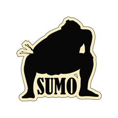 Sumo wrestler silhouette vector illustration.