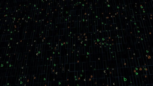 Digital background. Colorful Alphabet Letters 4K motion animation.