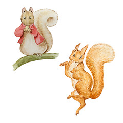 Watercolor illustration Friends Peter Rabbit