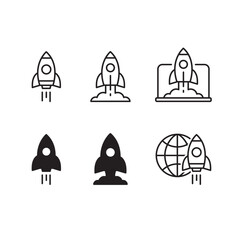 Rocket line icon set of vector