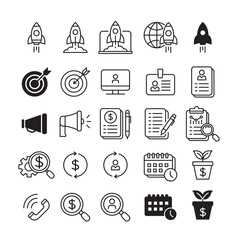 startup line icon set of vector