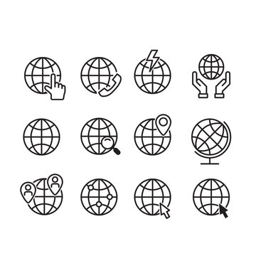 world line icon set of vector