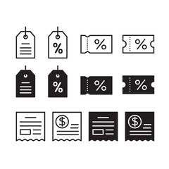 Sale coupon line icon set of vector