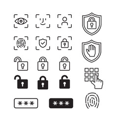 Security line icon set of vector