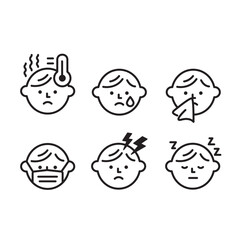Sick person line icon set of vector